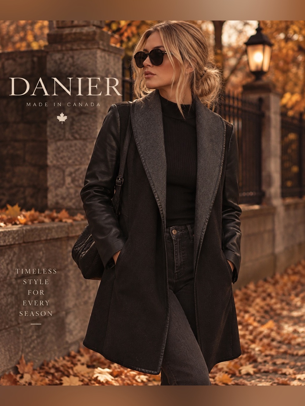 Danier | Made in Canada 🍁 | Wool & Genuine Leather Sleeve Coat | Size 12